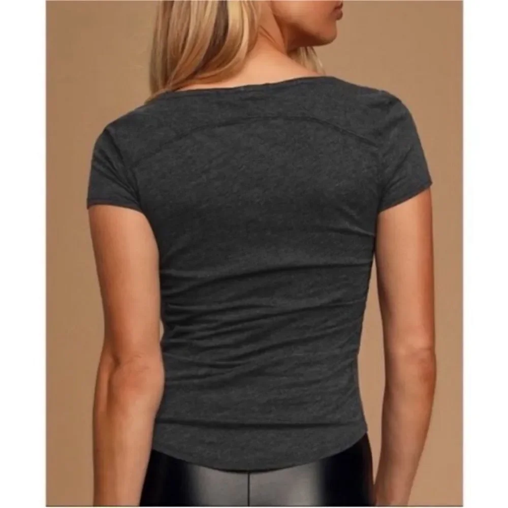 Free People NWT Sonnet Short Sleeve Top in Gray Size Small